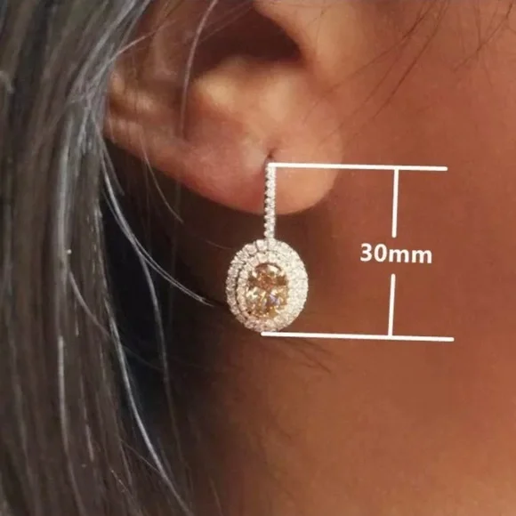 ¥ NEW 18K Rose Gold Oval Morganite Halo Earrings - Picture 5 of 5